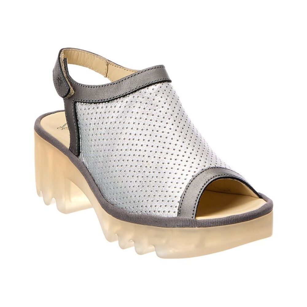 Fly London Leather Sandal, Silver